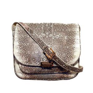 Trussardi Grey and White Ring Lizard Messenger Shoulder Bag